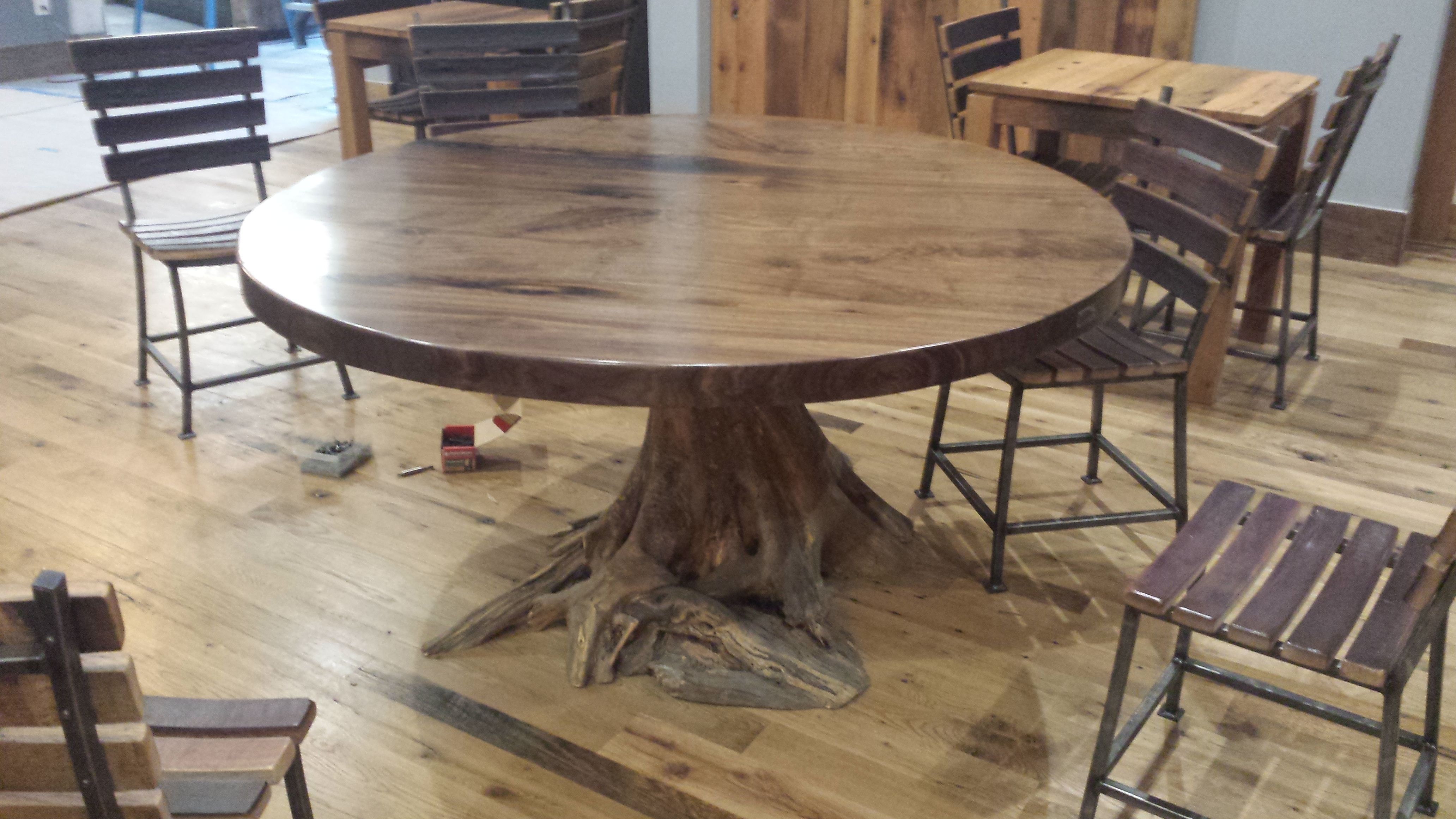 Handmade Walnut Live Edge Table With Custom Root Bases by Woodrich