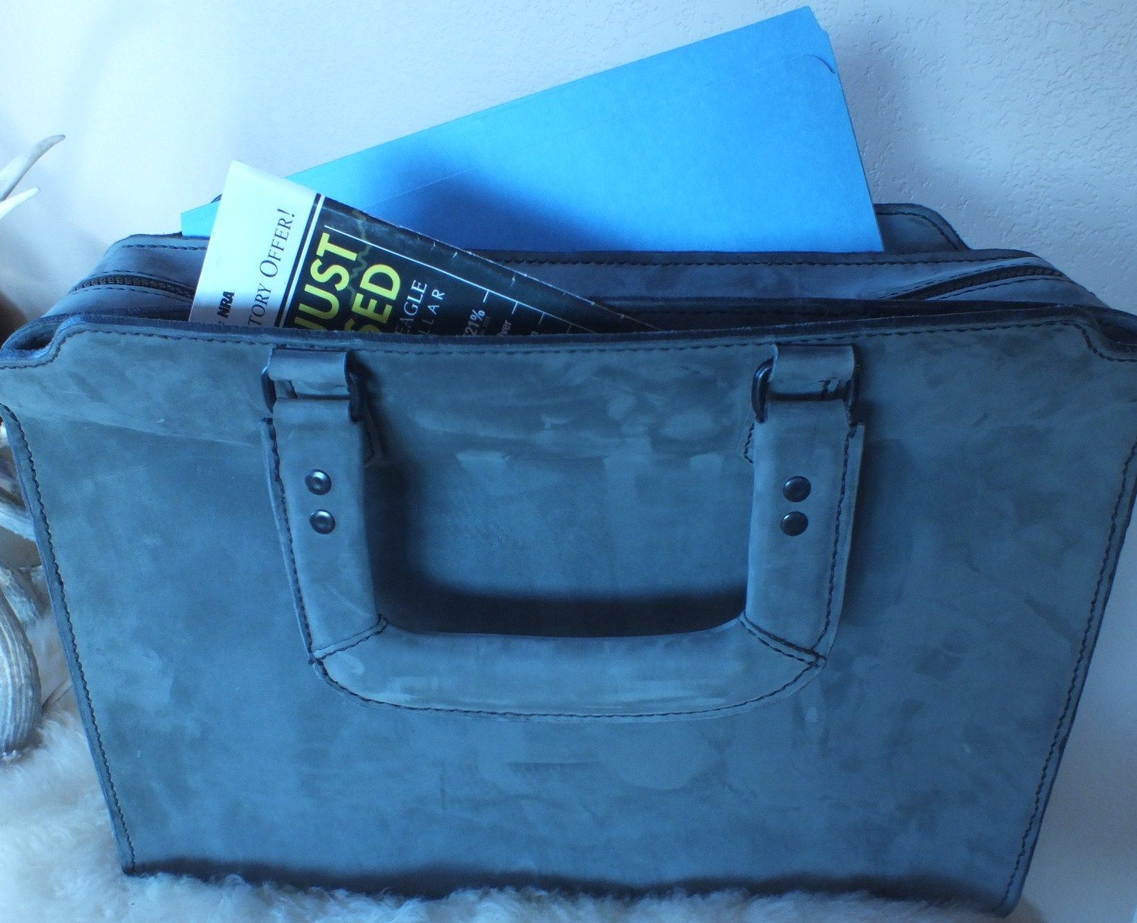 Hand Made Custom Designed Briefcase Made With Horween Leather by Blue