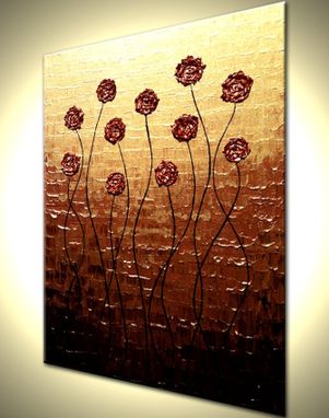 Custom Made Roses Poppies Palette Knife Art Original Impasto Red Flowers Painting Textured Blossom Landscape
