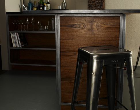 Custom Made Teak And Steel Private Bar / Client Area