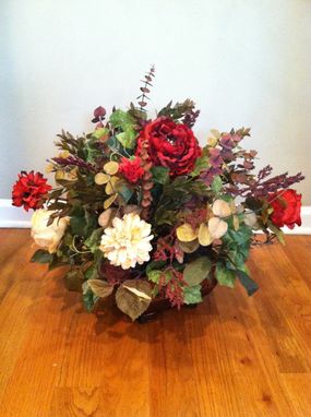 Custom Made Traditional Italian Designed Floral Arrangement In Fleur De Lis Metal Container