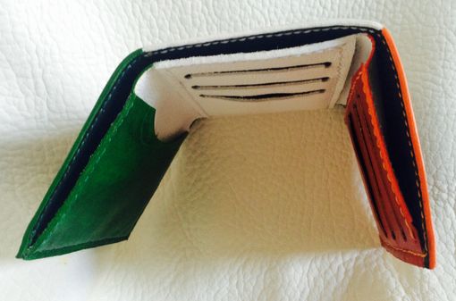 Custom Made Celtic Shamrock Leather Trifold Wallet With Irish Flag Interior