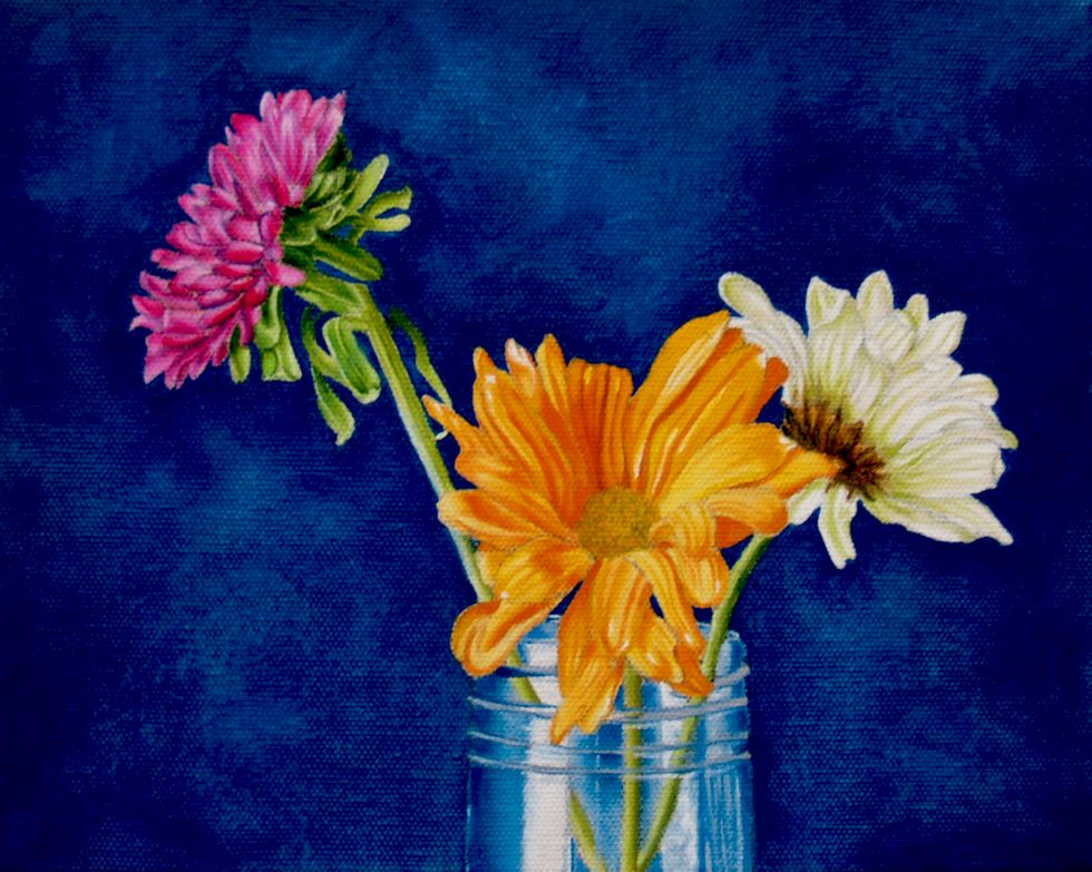 Hand Made Original Jason M Silverman Flower Or Floral Paintings In Oil