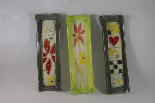 Custom Made Set Of Four: Ceramic Square Serving Tray - Appetizer Or Bread Plate