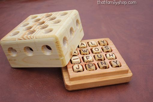 Custom Made Wooden Boggle Game, 4x4 Handcrafted Board, Family Word Play