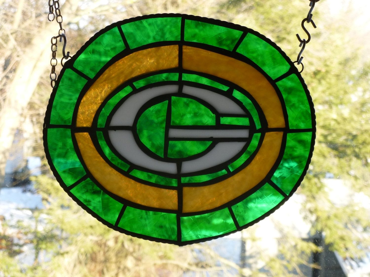 Buy Handmade Stained Glass Green Bay Packers Inspired Light Catcher