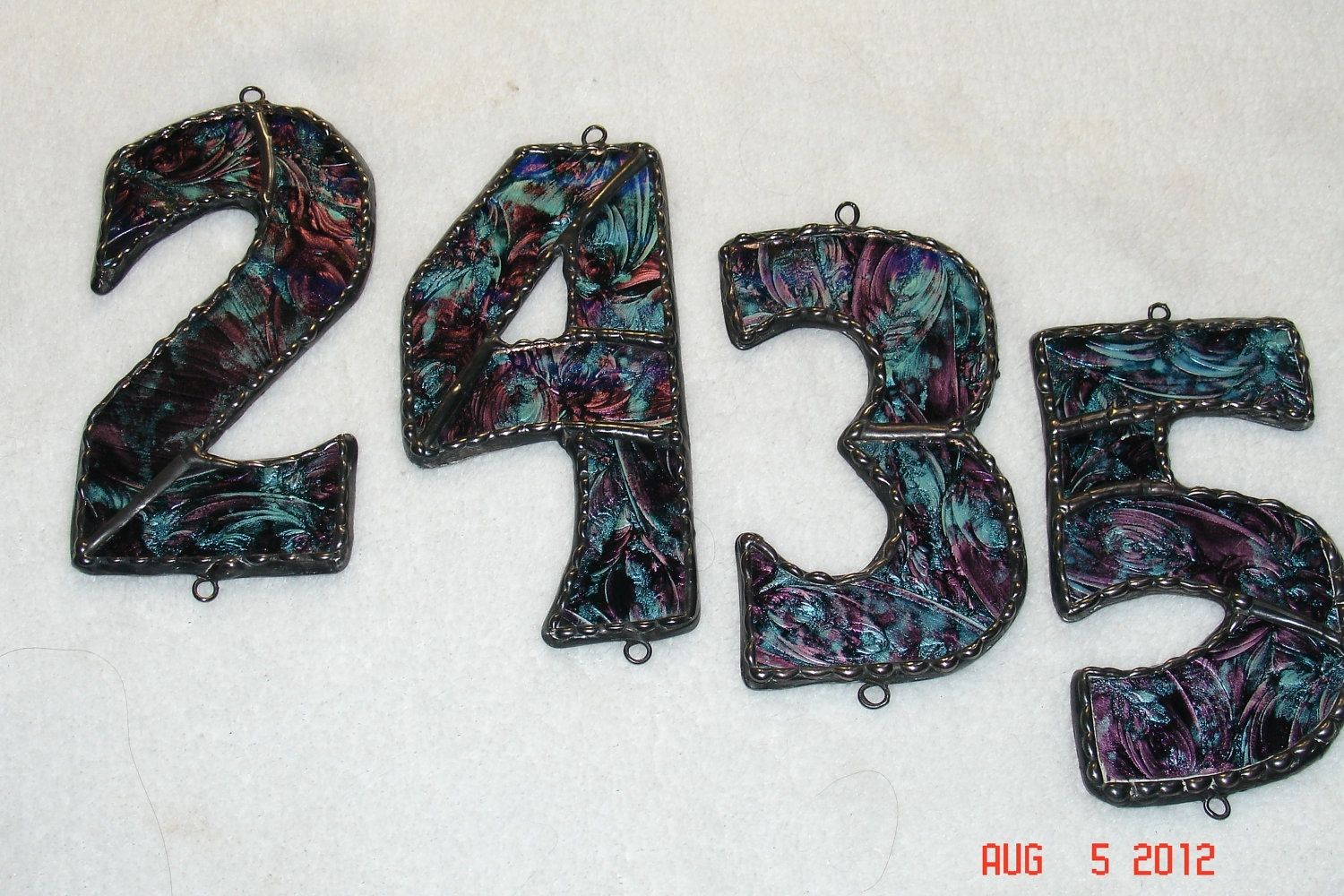 Handmade Stained Glass House Numbers Sz 2x4 Custom Orders by Artistic