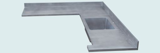 Custom Made Zinc Countertop With Integral Sink & Backsplash