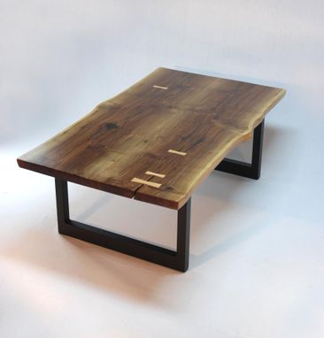 Custom Made Walnut Slab With Maple Butterfly's Aurora Minimalist Coffee Table