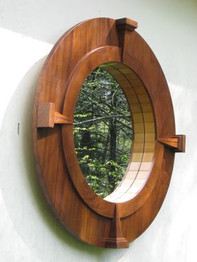 Custom Made Teak Wood Nautical Circular Wall Mirror