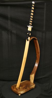 Custom Made Walnut Martial Art Sword Display Featuring An Organic Yet Modern Design