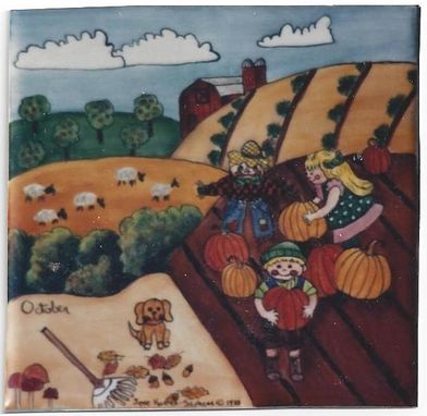 Custom Made October Scene On Tile