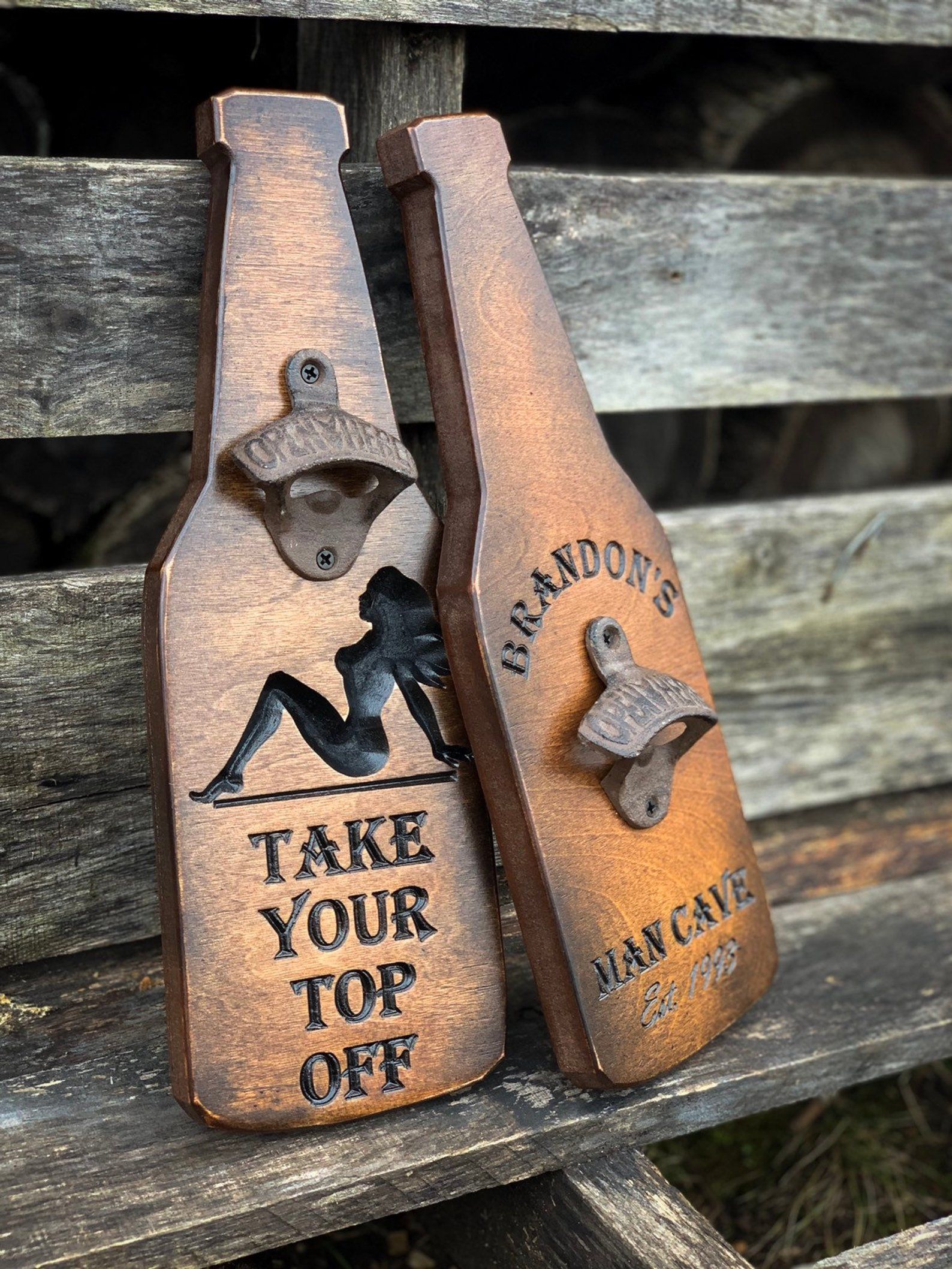 Handmade Rustic Bottle Opener Wood Beer Gift DILLY DILLY 
