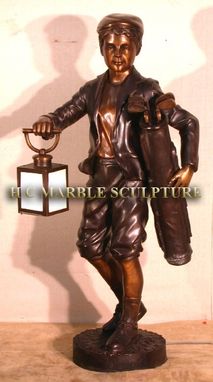 Custom Made Classic Little Golfer Bronze Sculpture Lantern