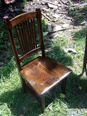 Custom Made Reclaimed Antique Oak Rustic Spindle Back Chairs
