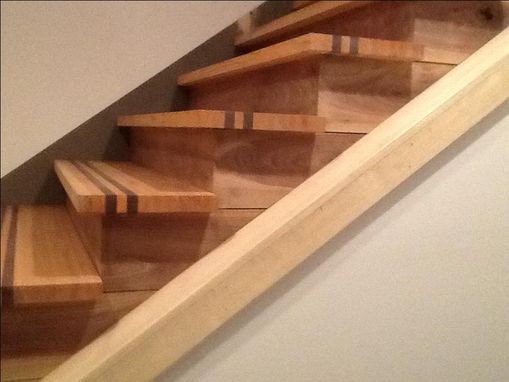Custom Made Staircase With Walnut Accents, Walnut Risers