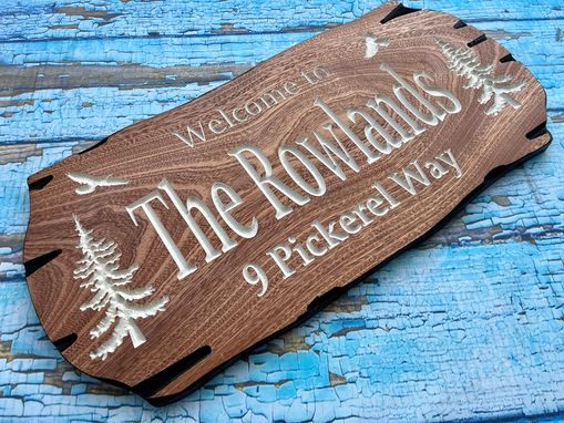 Custom Made Wooden Signs Custom, Outdoor Carved Sign, Custom Wood Plaque With Pine Trees, Personalized Gift
