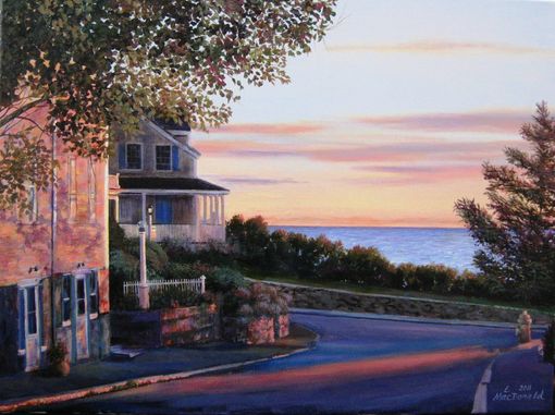 Custom Made Acrylic Painting Of New England Coastal Village