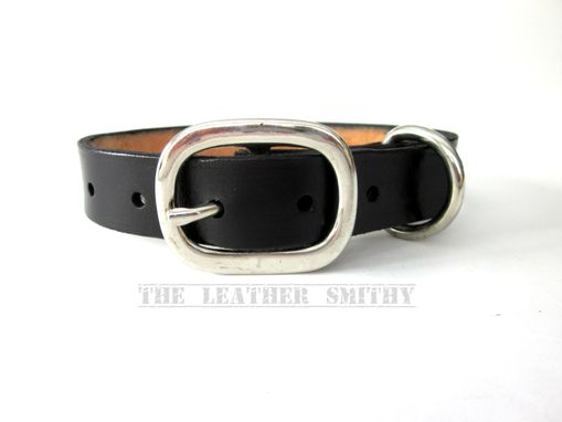 Custom Made Black Leather Dog Collar 1 Inch Wide Handmade