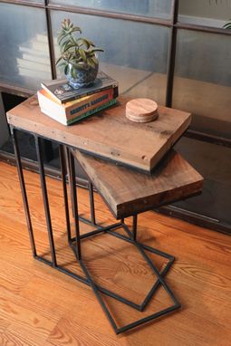 Custom Made Streeterville Side Tables // End Tables // Reclaimed Wood & Steel