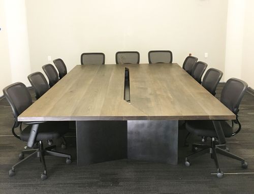 Custom Made Solid Fumed Oak Conference Table