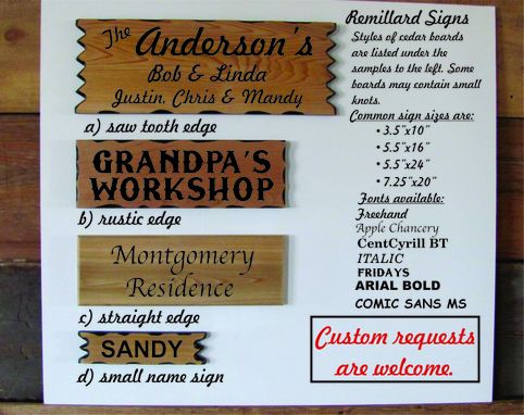 Custom Made Cedar  Name Signs