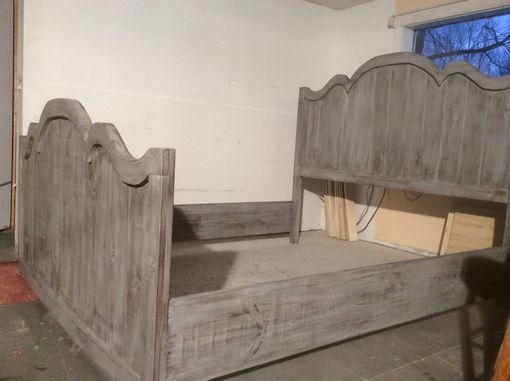 Custom Made Weathered Gray Curvy Rustic Farmhouse Bed