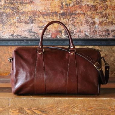 Custom Made Leather Duffle Bag 21”  Floto 141217 Brown  Travel Bag  Leather Sports Bag