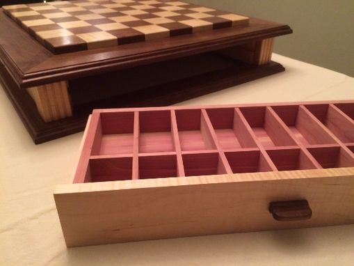 Custom Made Wooden Chess Board With Drawers
