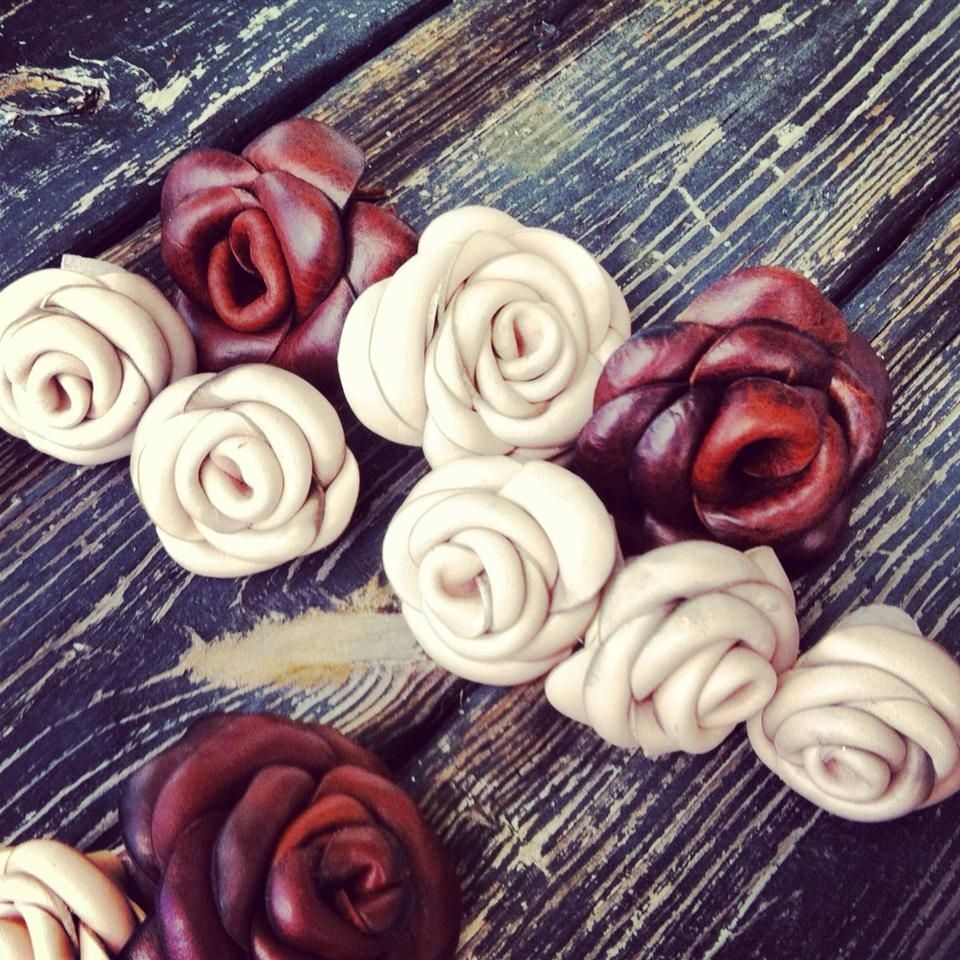 Hand Made Custom Leather Flowers by DyJo Designs