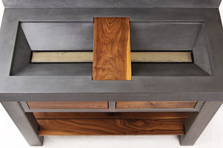 Handmade Steel Walnut And Concrete Vanity By Elements Handmade Steel Walnut And Concrete Vanity By Elements Custommade