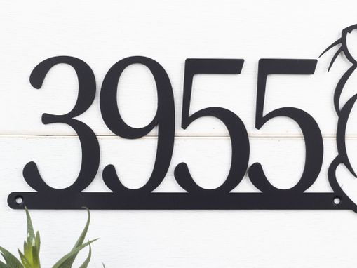 Custom Made Metal House Number Sign, Cat - Matte Black Shown