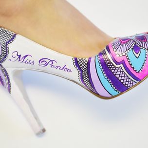 Liudmila Rosario Ponko World Miami Fl Hand Painted Wedding Shoes Bridal Heels Pink Flower By