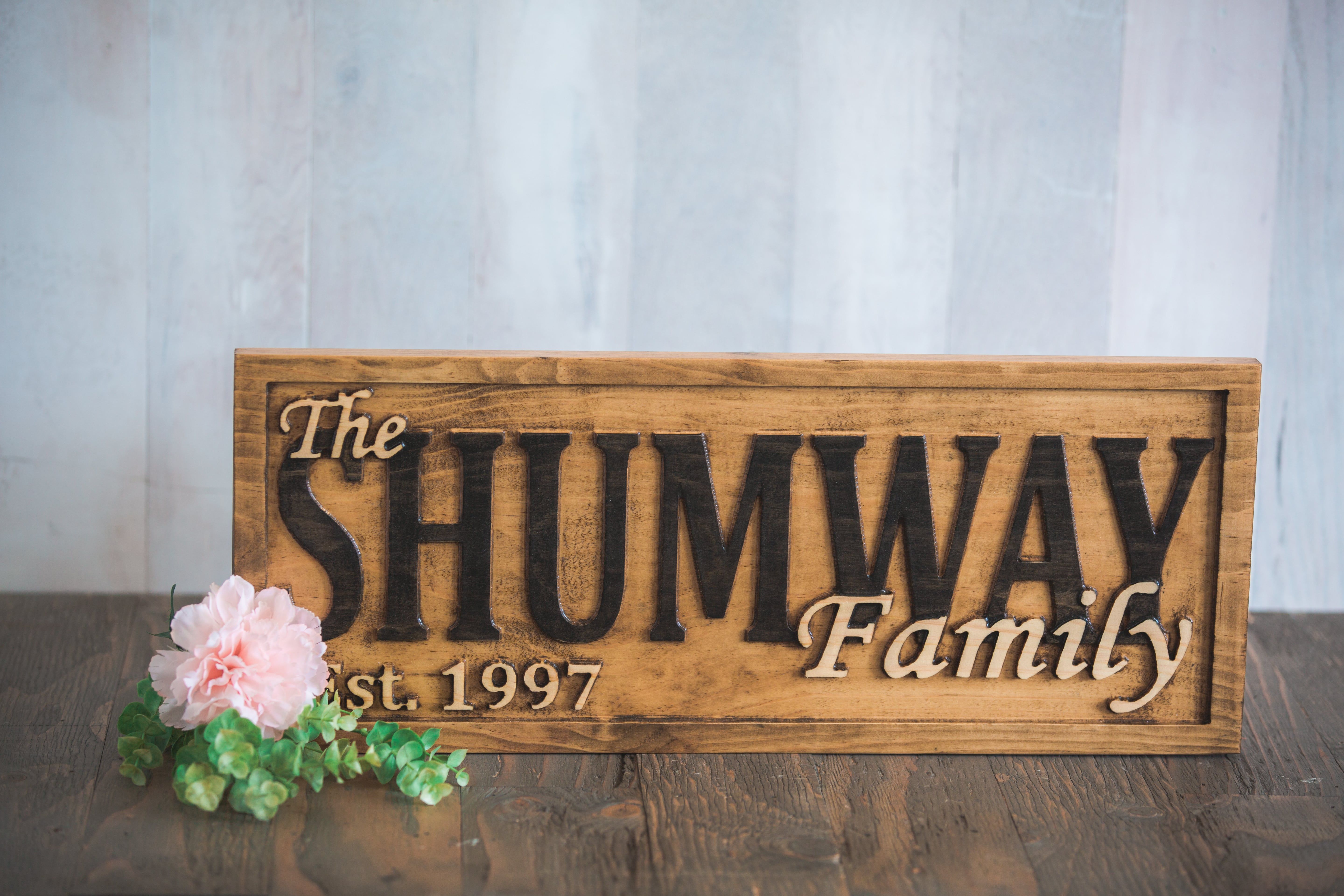 Buy Hand Crafted Personalized Wedding Gift Family Name Sign Custom Carved  Wooden Signs Anniversary Gift Wood Plaque, made to order from Callahan  Creations LLC