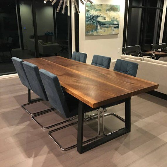 Modern Walnut Live Edge Table, Custom Dining Room Tables Illinois