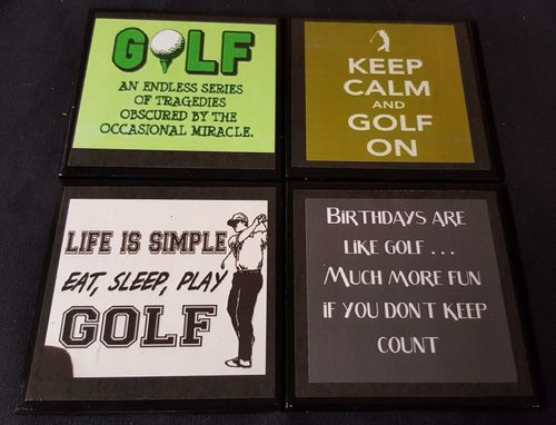 Custom Made Golf Quotes #1 Ceramic Tile Drink Coaster / Set Of 4