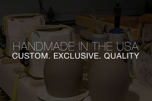 Custom Made Matte Indigo Porcelain Globe Clay & Nickel Hand Blown Aqua Glass 3 Pendant Chandelier