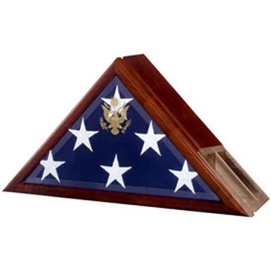 Custom Made Funeral Flag Case, Flag And Urn Built In