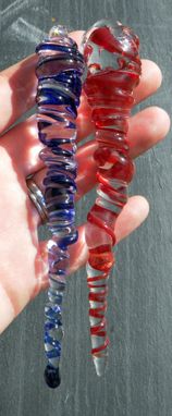 Custom Made Brightly Colored Hand-Blown Glass Icicle Ornament
