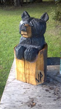 Custom Made Black Bear Peeking Out Of A Stump