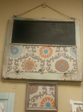Custom Made Custom Order Old Window Pane Made Into A Push Pin Board / Chalk Board Top, W/ Glass Hanging Knob