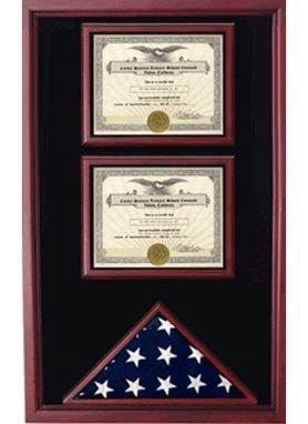 Custom Made 2 Certificates Flag Display Case