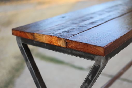 Custom Made Industrial Modern X Frame Reclaimed Wood Bar