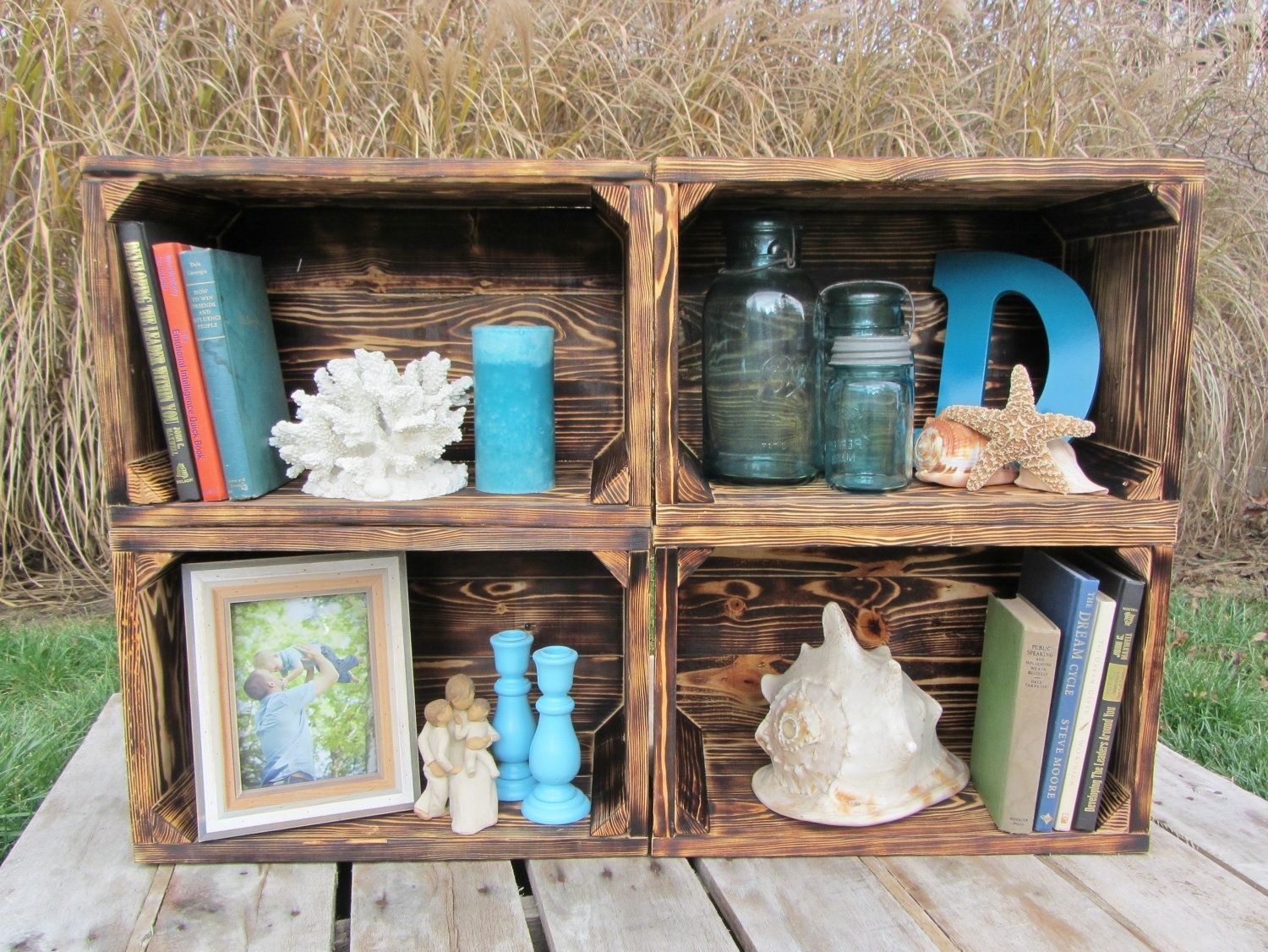 Hand Crafted Small Wood Crate Stackable Made From Reclaimed Wood