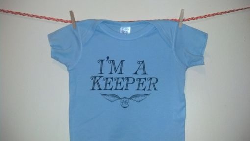 Custom Made Sale Harry Potter Inspired I'M A Keeper And Golden Snitch Shortsleeve Shirt, Blue 12 Months