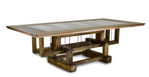 Custom Made Custom Industrial Contemporary Modern Eclectic Wood And Glass Dining Table