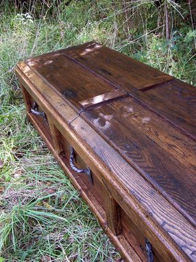 Custom Made Reclaimed Wood Custom Casket With Wrought Iron Handles