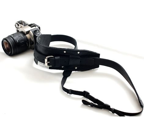 Custom Made All Leather Camera Strap For Dslr Camera - Black
