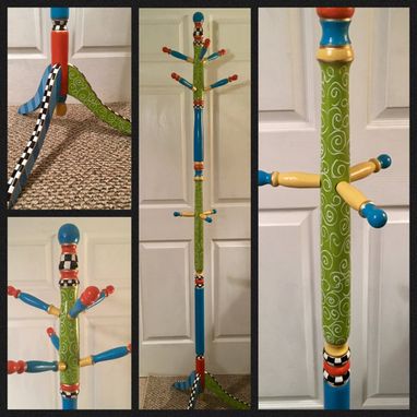 Custom Made Whimsical Painted Furniture, Custom Colors, Personalized Hand Painted Coat Rack