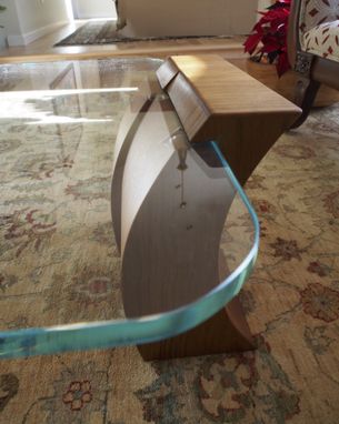 Custom Made Coffee Table, Glass And Wood